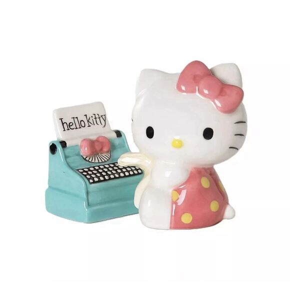HELLO KITTY Typewriter Salt & Pepper Shaker Set Ceramic Retro Sanrio Novelty - Picture 2 of 6